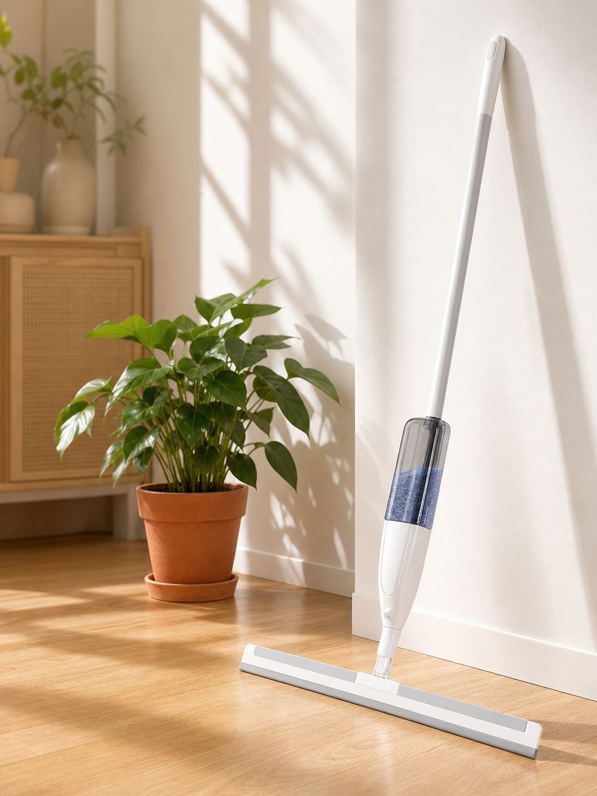 Versatile spray wiper broom for kitchen and bathroom
