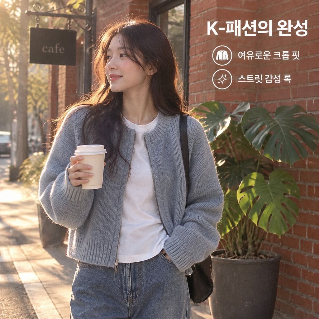 여성용 루즈핏 반팔 니트 스웨터 가디건
