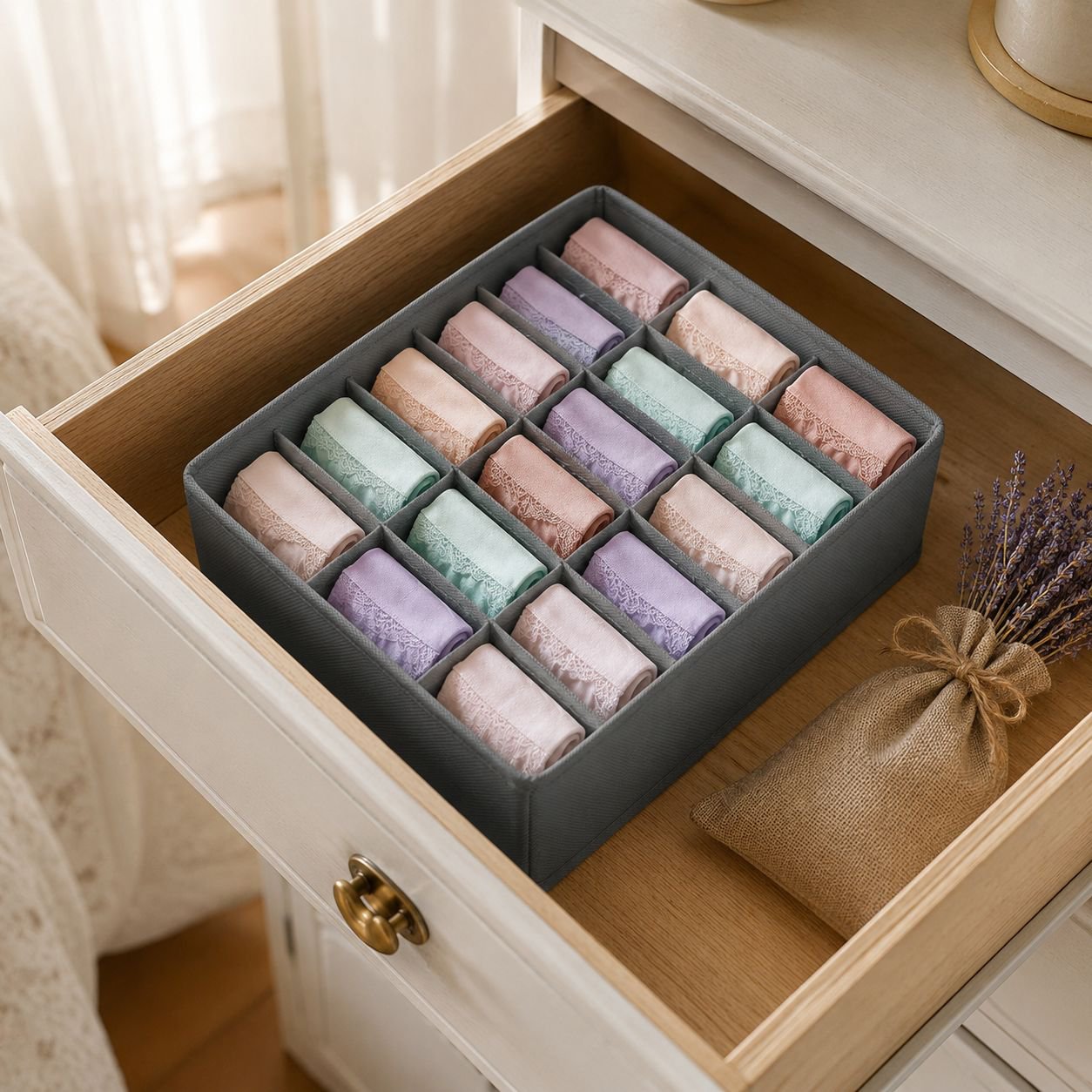 Boîte de rangement compartimentée pour sous-vêtements
