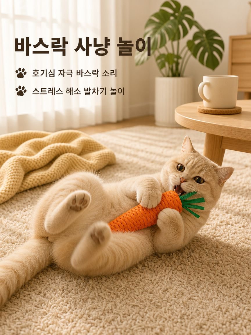 소리 나는 당근 고양이 낚싯대 장난감