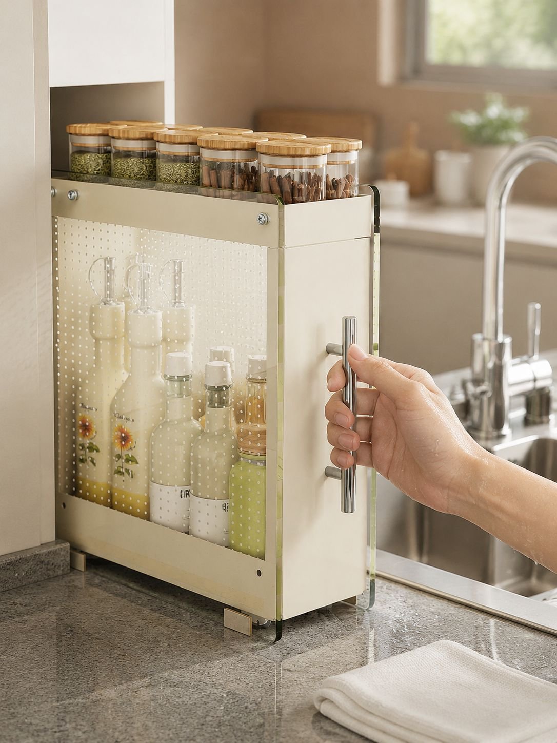 Étagère à épices amovible pour la cuisine, étagère de rangement murale pour