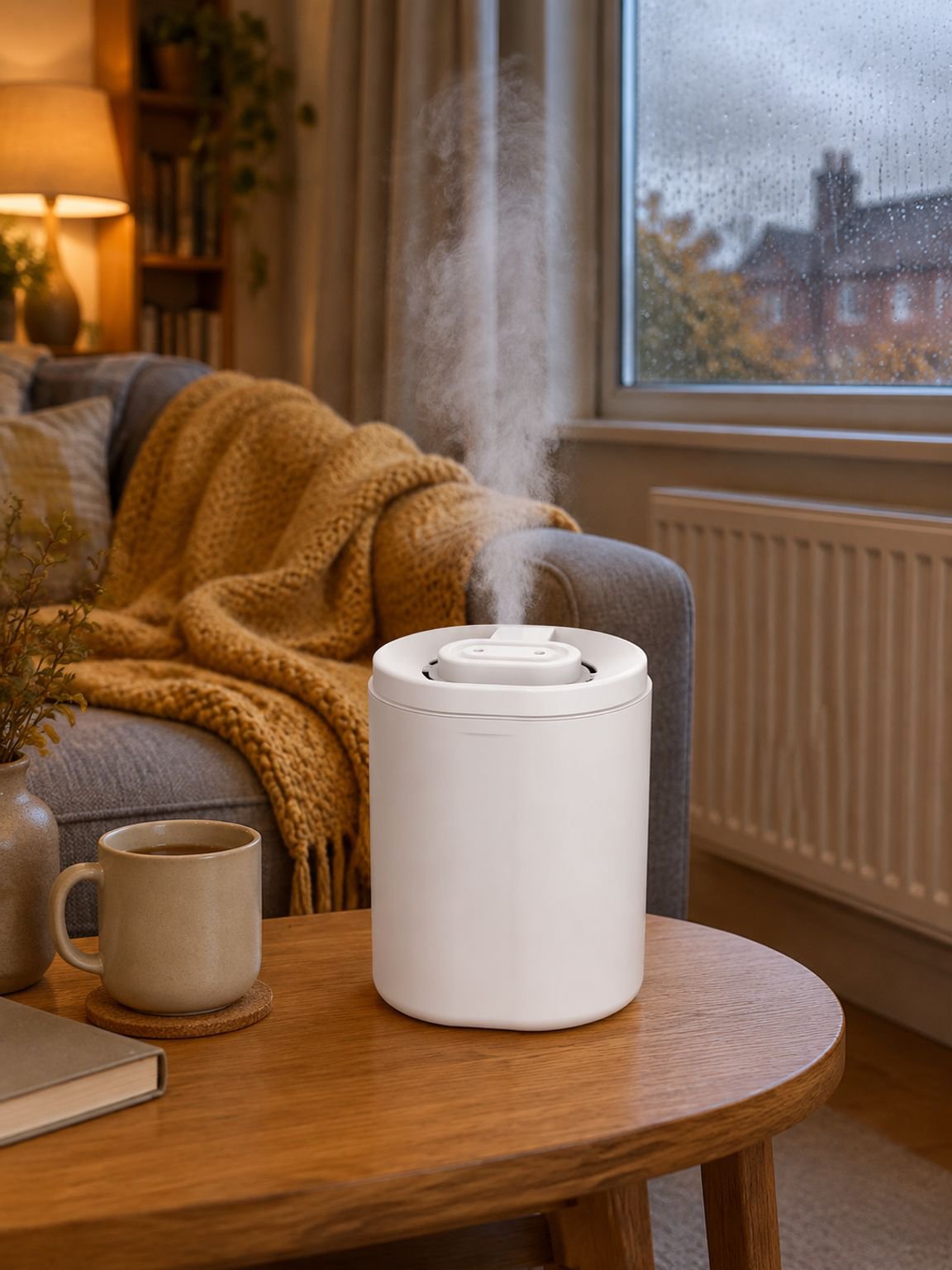 6L dual nozzle humidifier with ambient light for home and office use