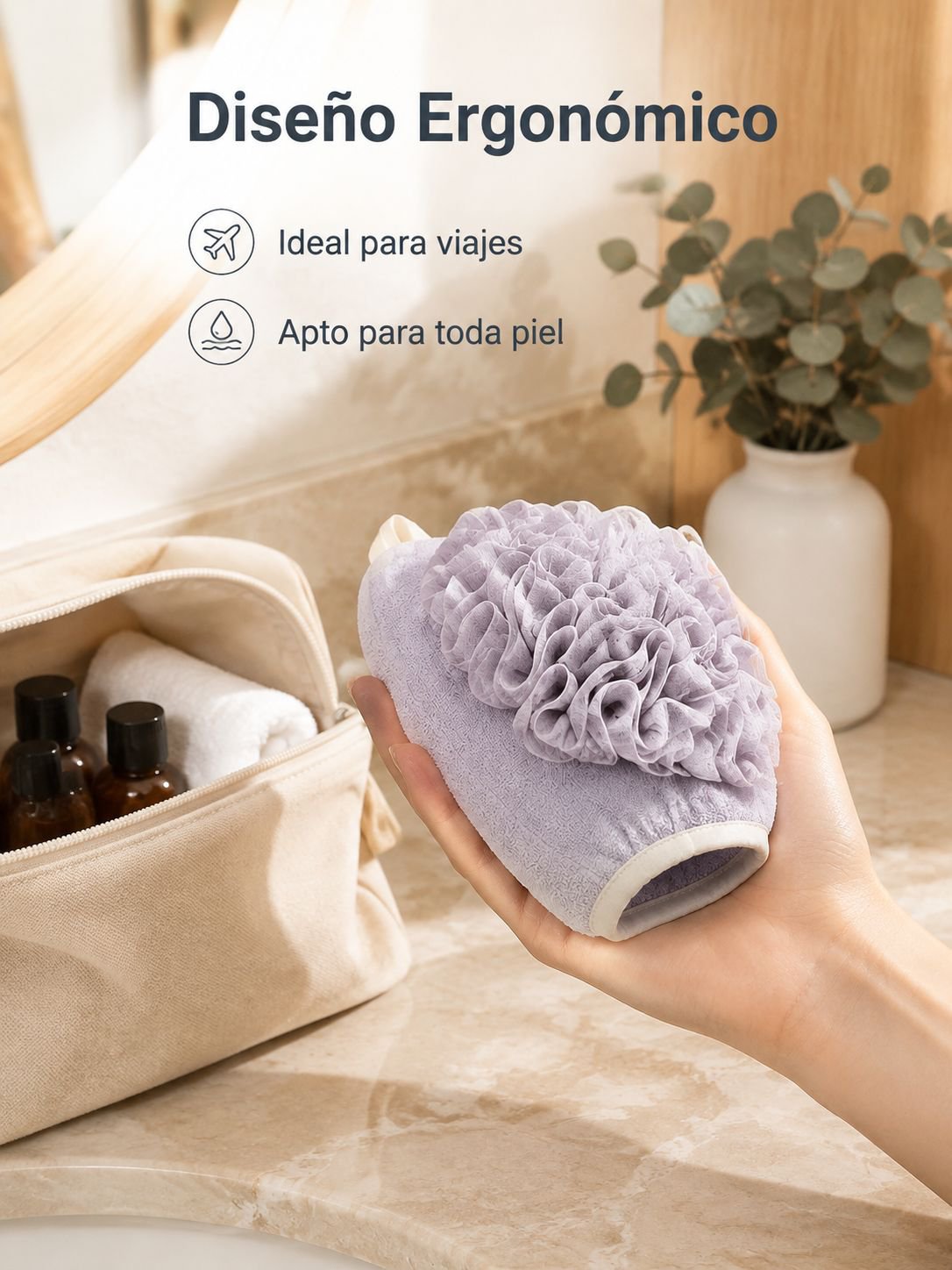 Esponja de baño y toalla exfoliante 2 en 1