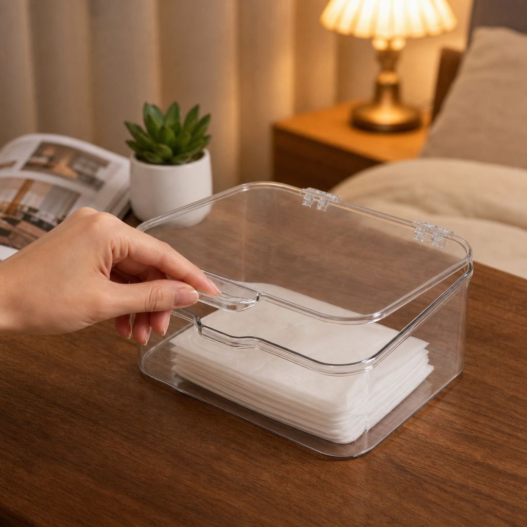 Luxury Face Mask Organizer with Lid, Dustproof for Dorm and Office Use