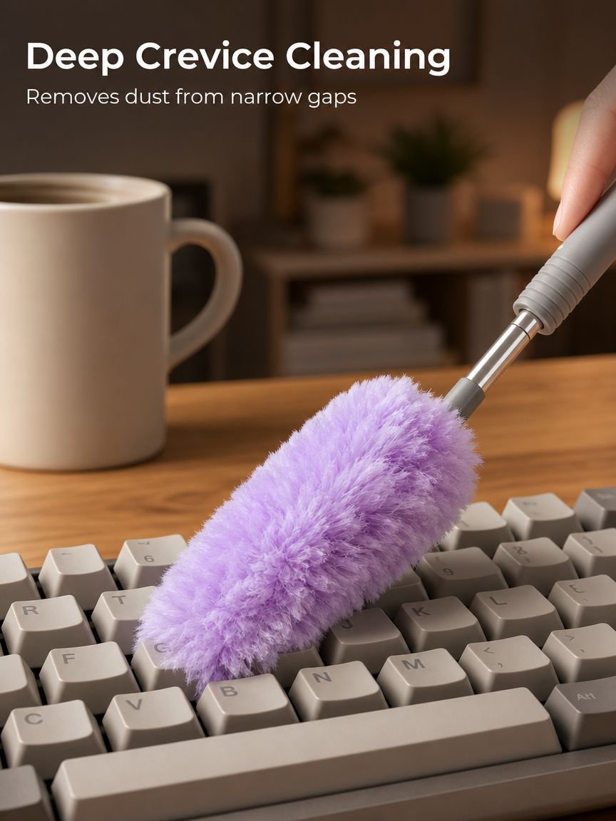 Cleaning ceiling fans with telescopic duster