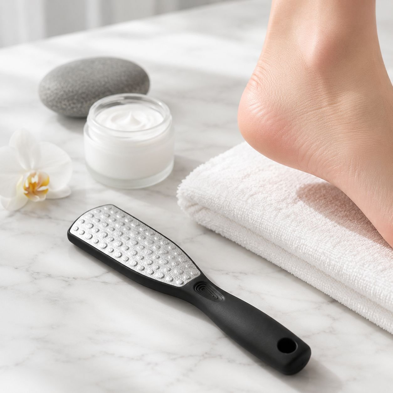 Stainless steel foot file for salon-quality results
