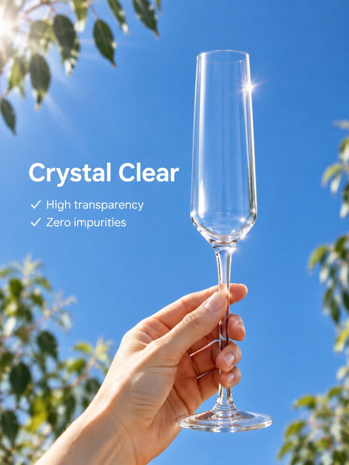 Stylish crystal glass for champagne and cocktails