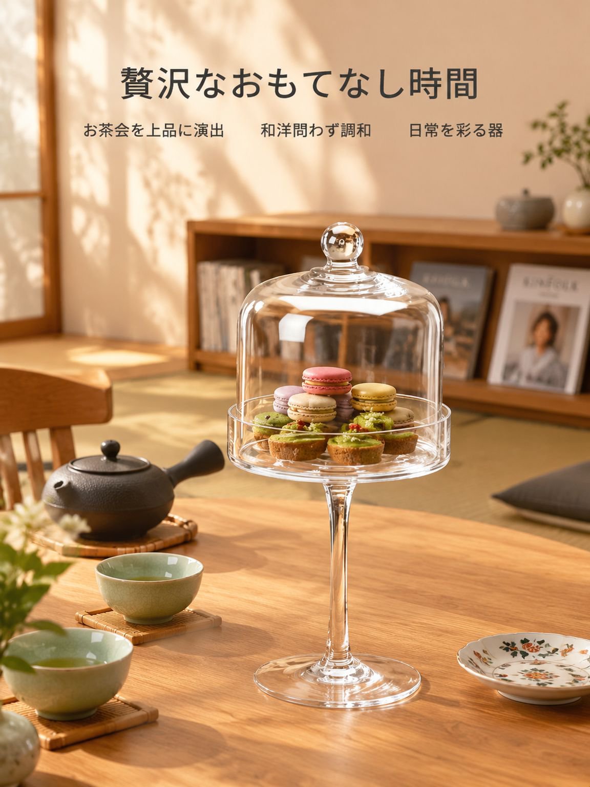 スタンド付きガラスケーキカバー