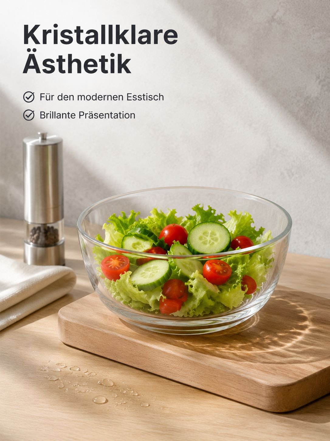 Transparente Salatschüssel aus Glas