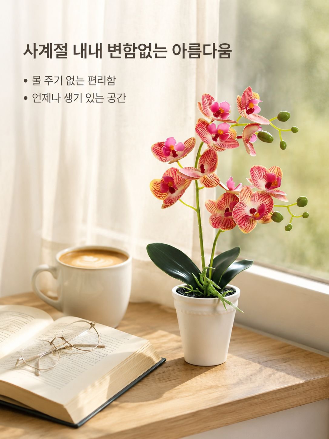 홈 데코 인조 나비란 화분 분재