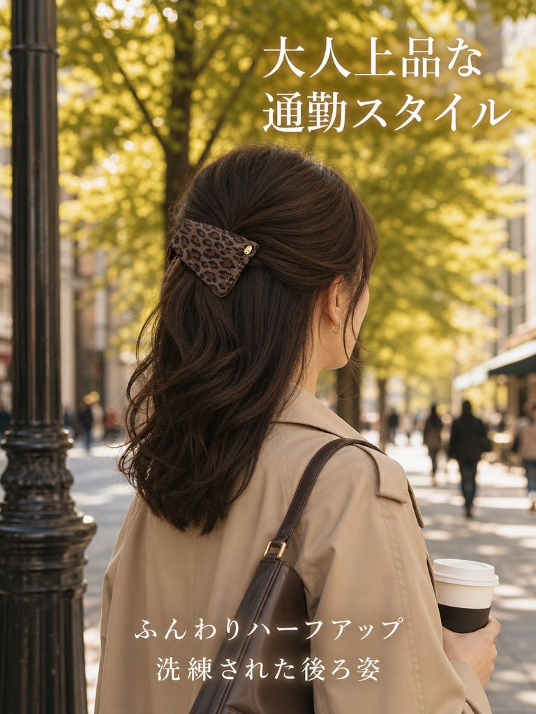ヒョウ柄三角ヘアクリップ