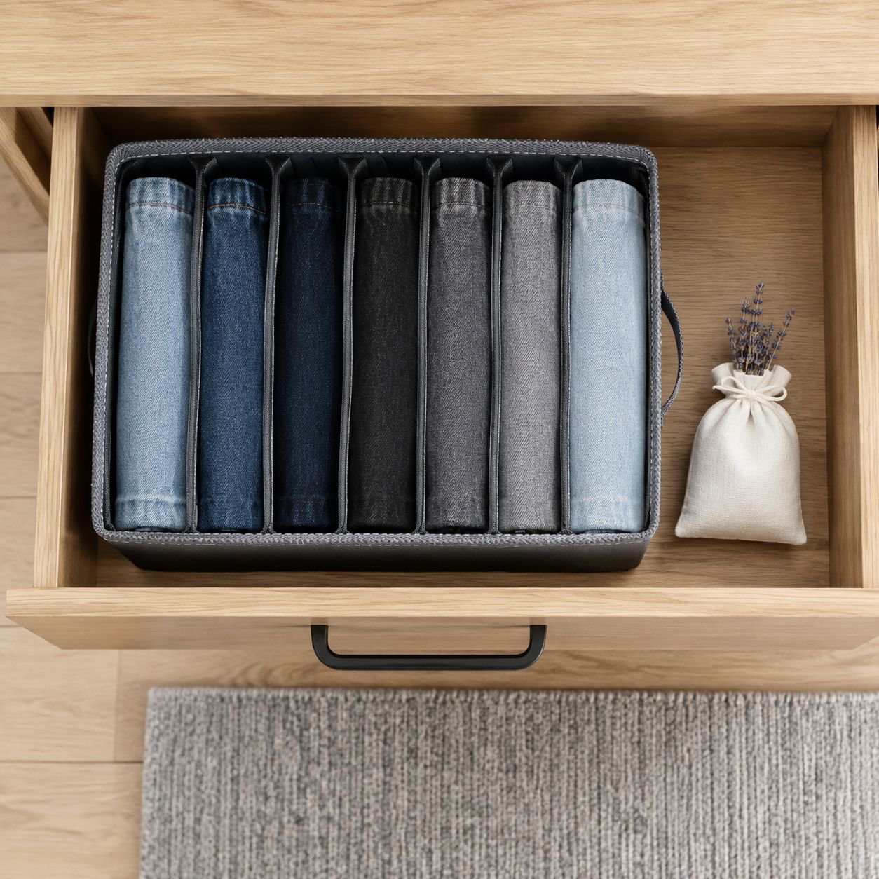 Space-saving storage bin for clothes and accessories