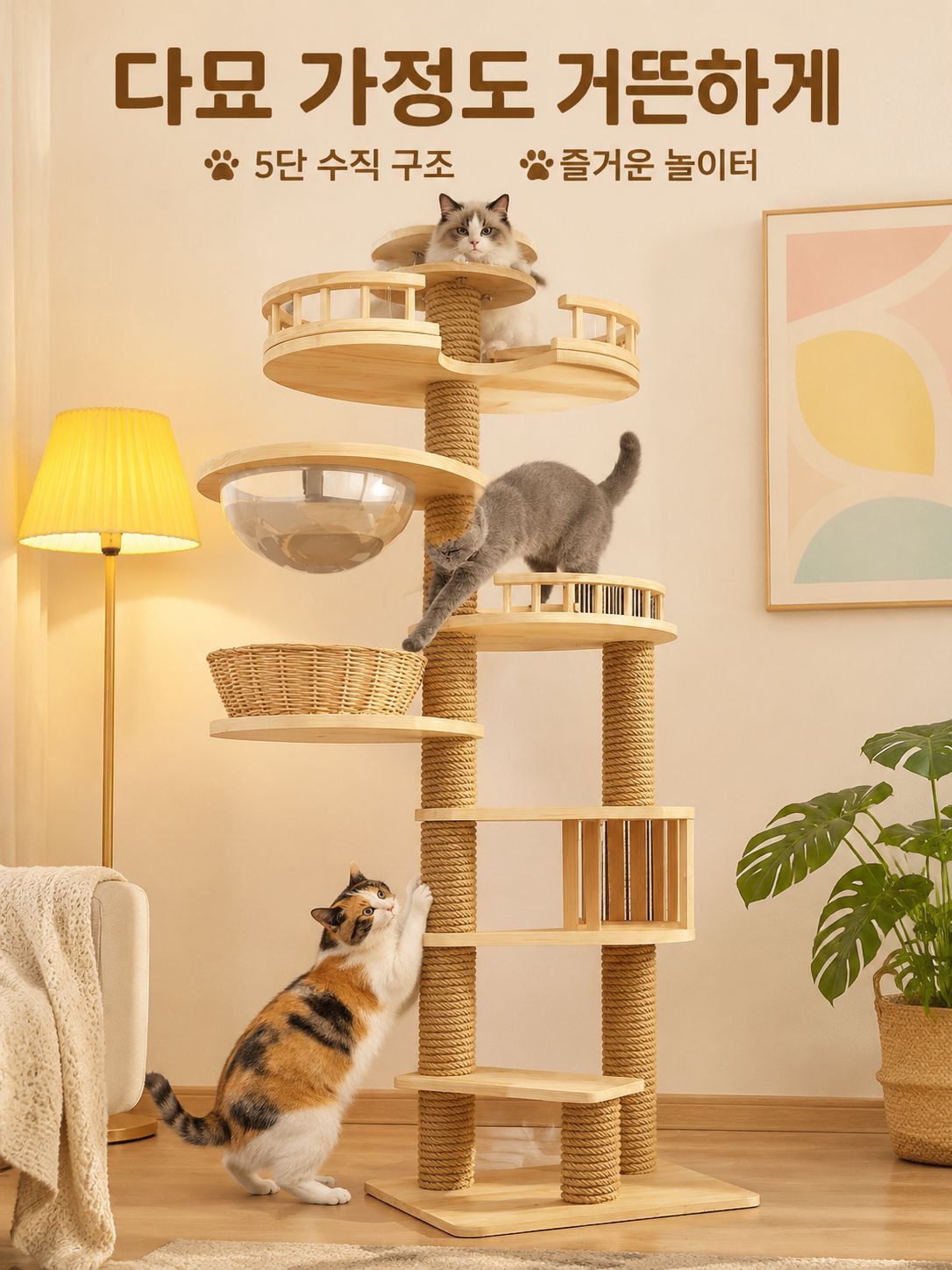 고양이가 나무를 기어오르다.