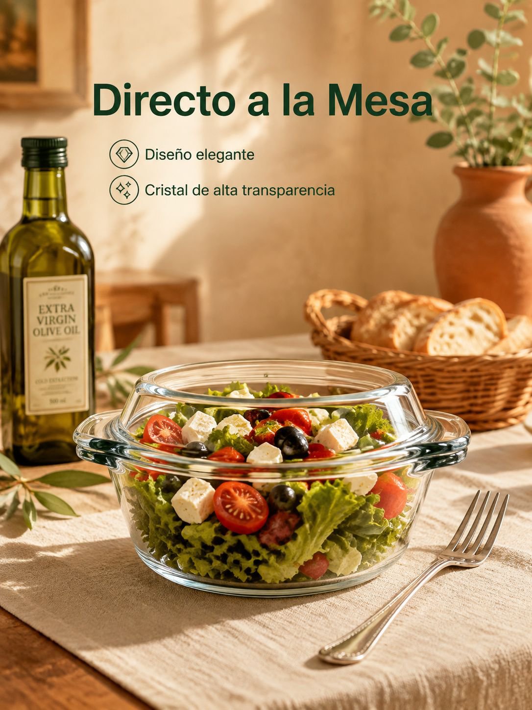 Bol de cristal con tapa