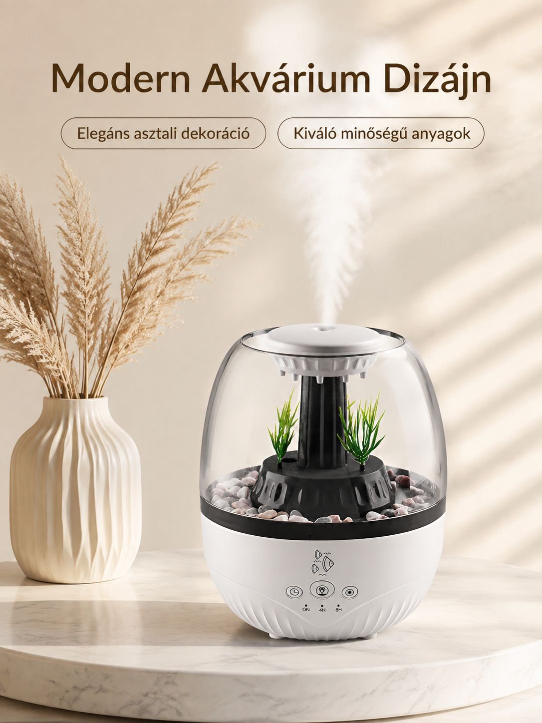 Színes hangulatvilágítású, csendes akvárium aromapárásító, otthoni asztali dekoratív diffúzor
