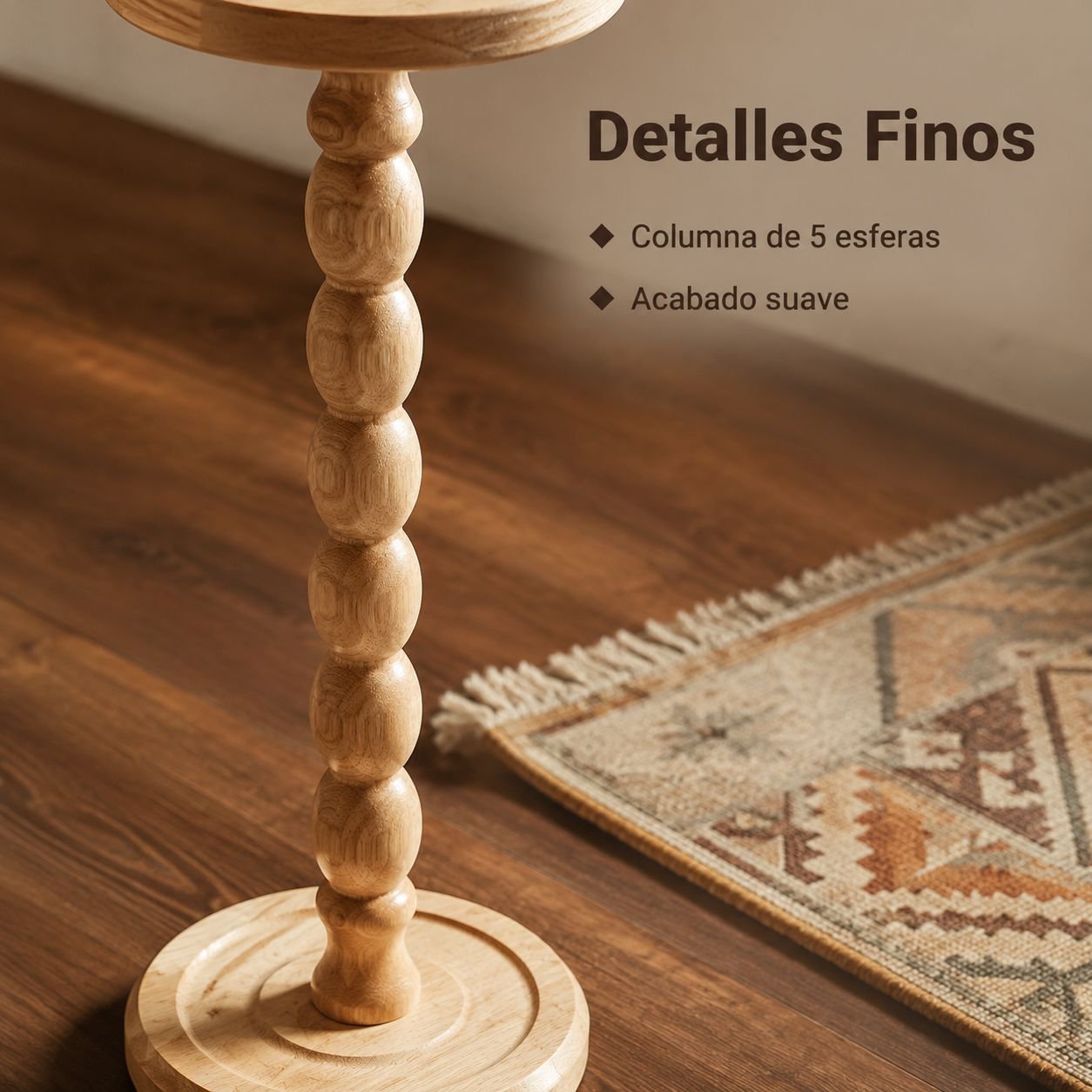 Mesa auxiliar redonda de madera estilo retro
