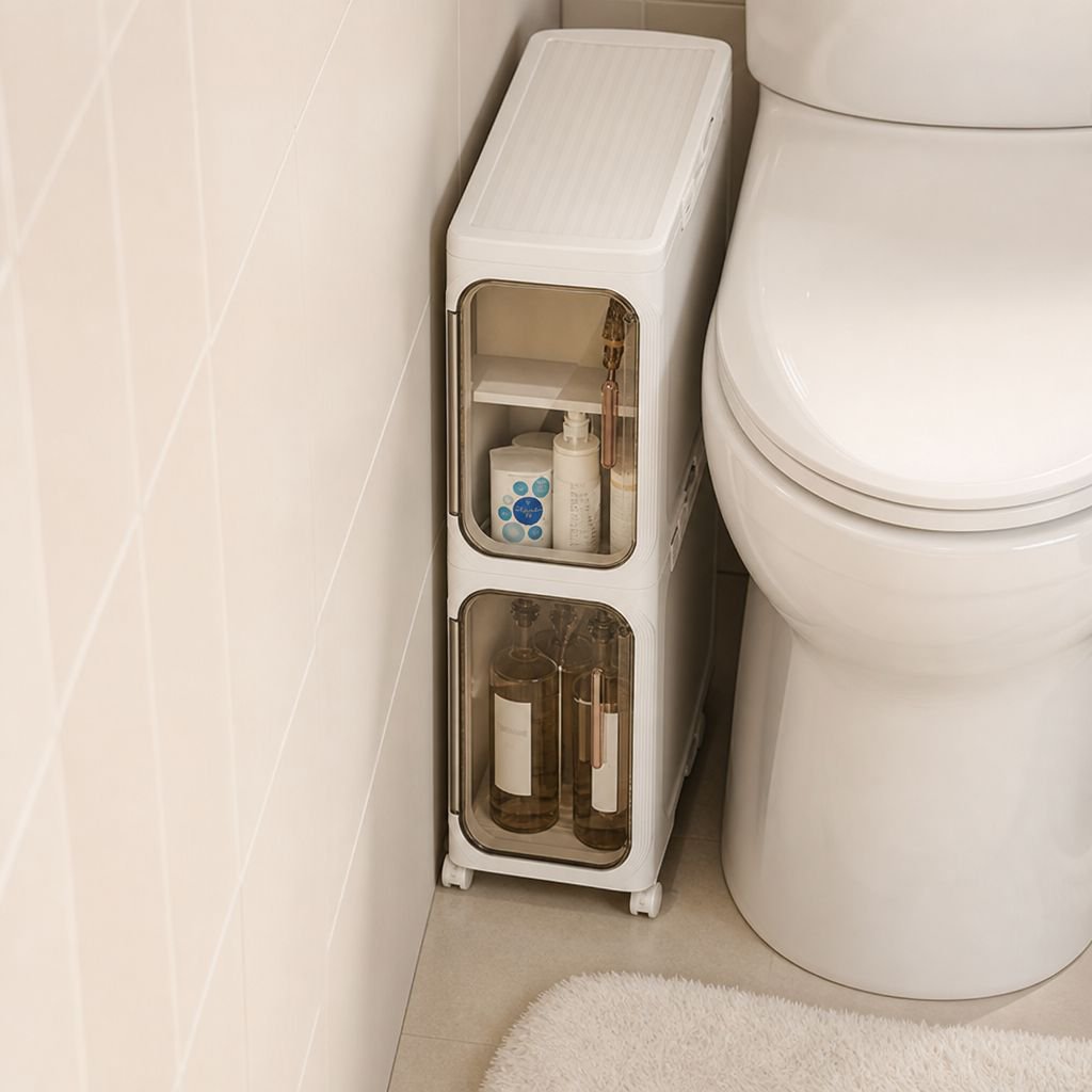Space-saving bathroom organizer cabinet