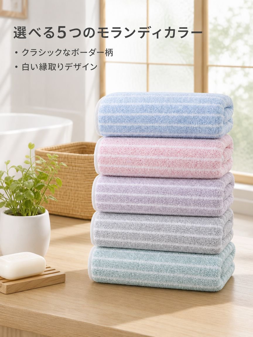 軽量コーラルフリースストライプバスタオル