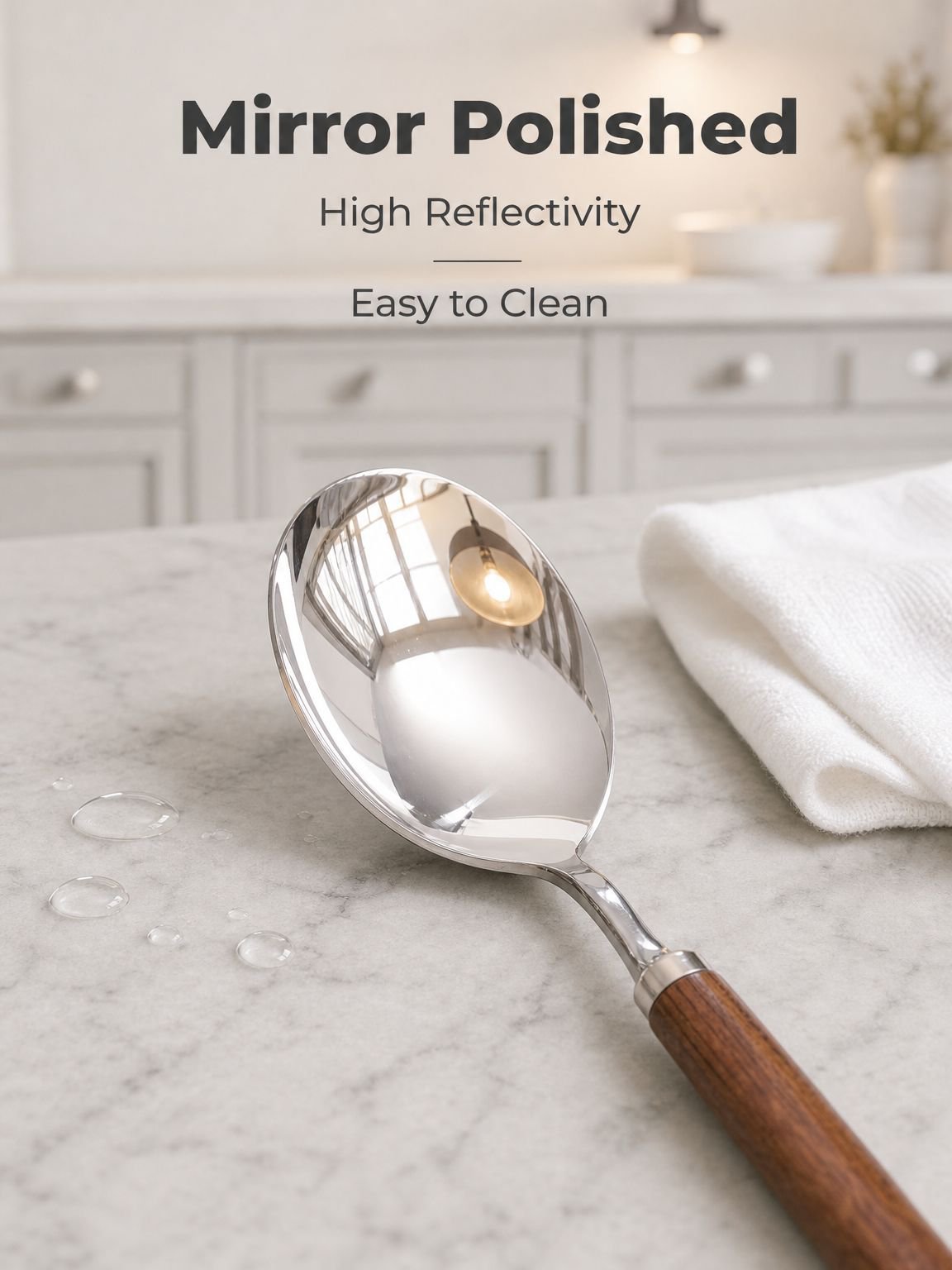 Stainless steel walnut wood spoon