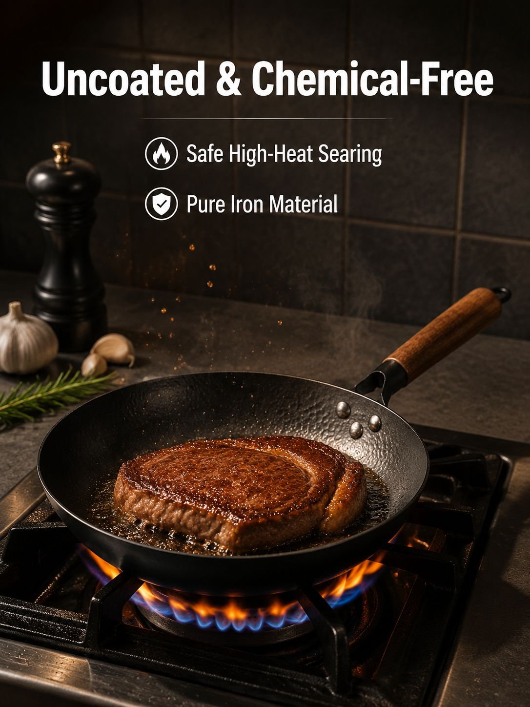 Uncoated Hammered Frying Pan