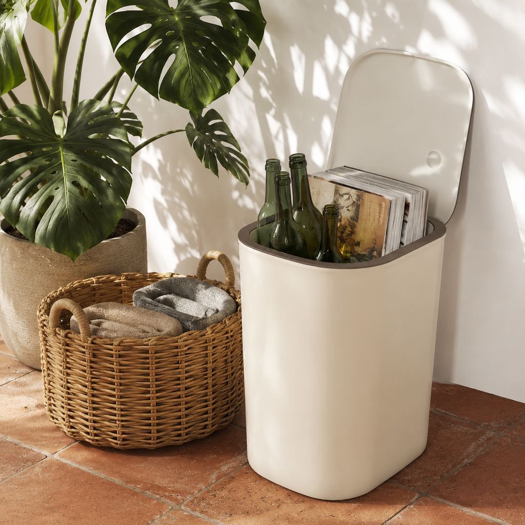 Odor-Resistant Garbage Can with Storage Compartment