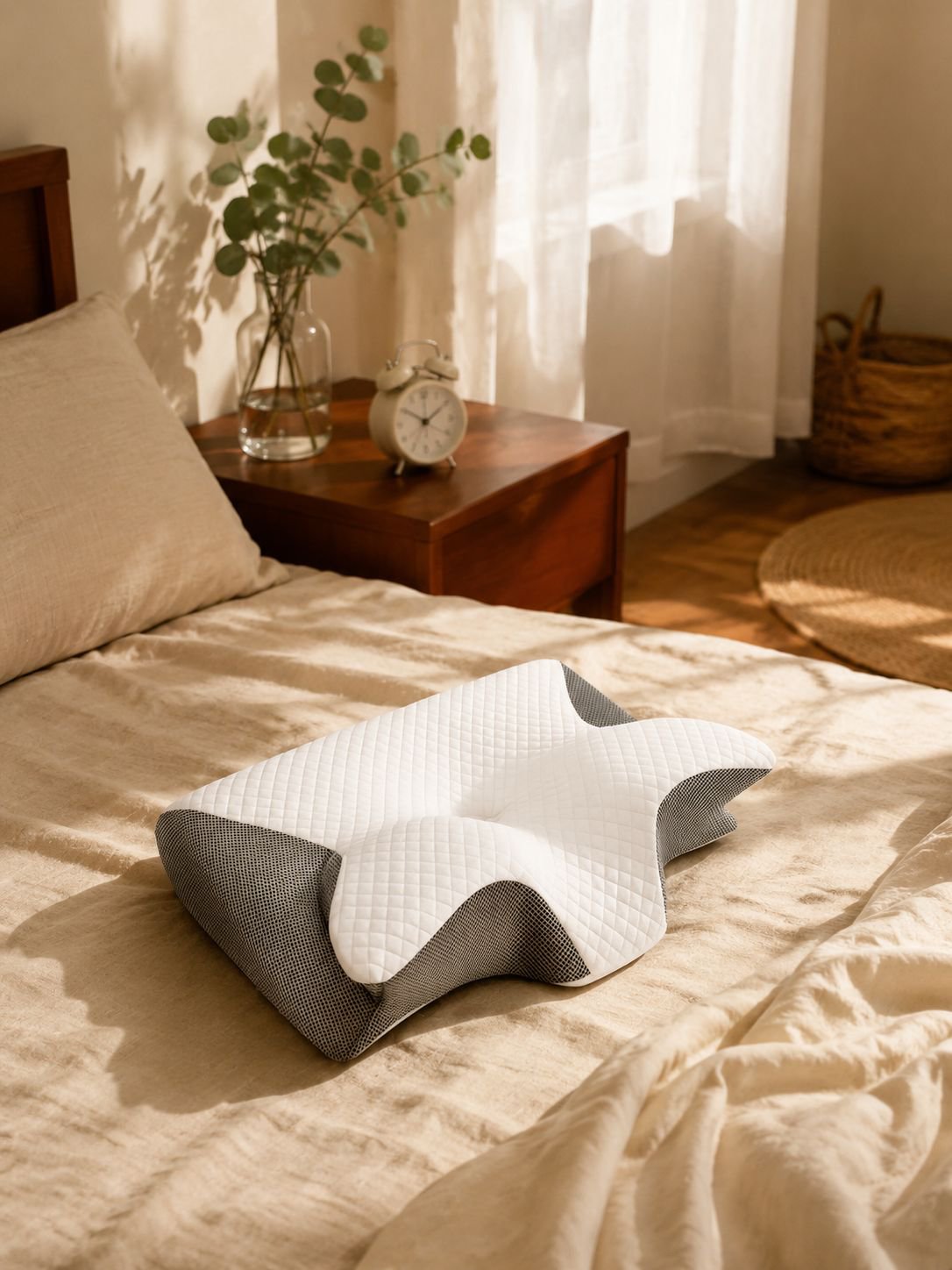 Butterfly shaped ergonomic pillow for neck alignment