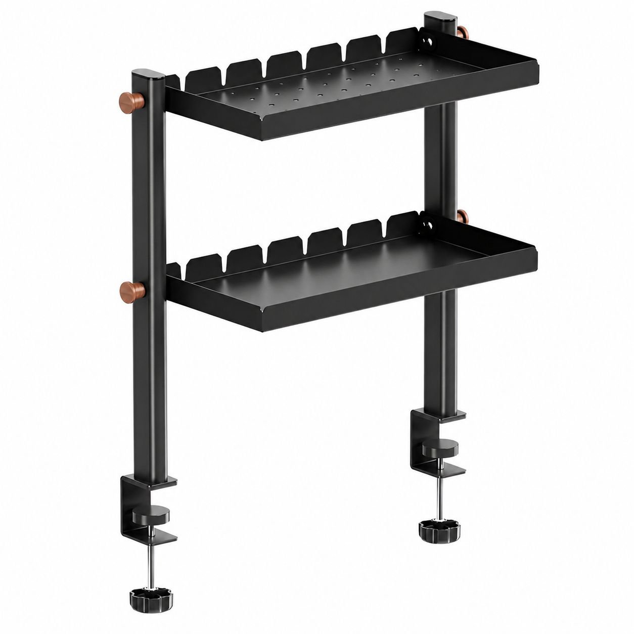 Desktop Clip-on Double-Layer Storage Rack, No Drilling, Foldable Tray, Pegboard/Hanging