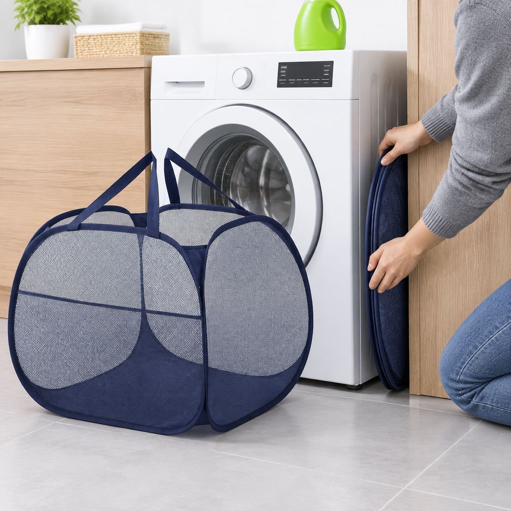 Cesta de ropa sucia plegable de gran capacidad de 90L, cesta de ropa sucia de gran apertura, cesta d