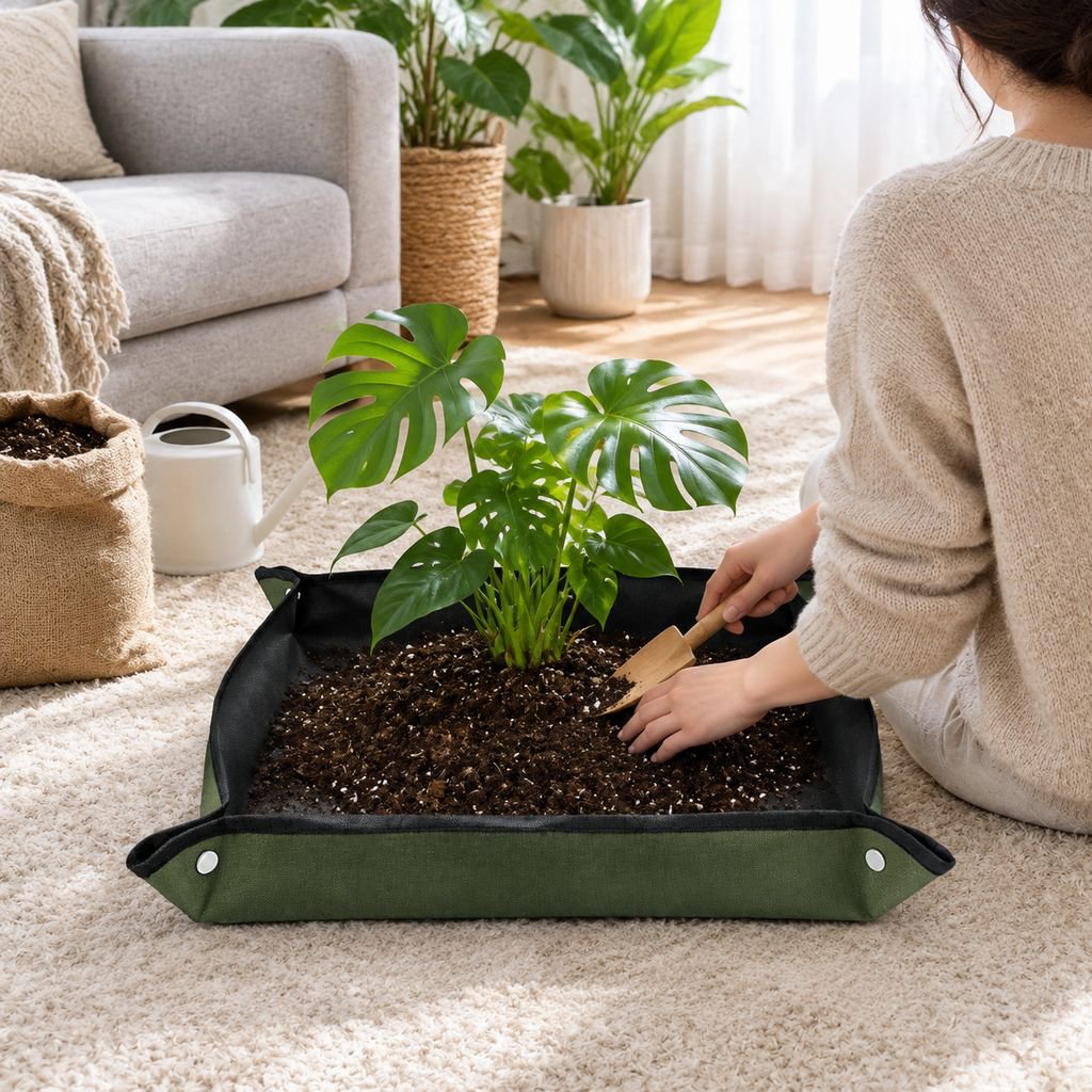 Soil mixing mat ideal for planting and repotting succulent plants
