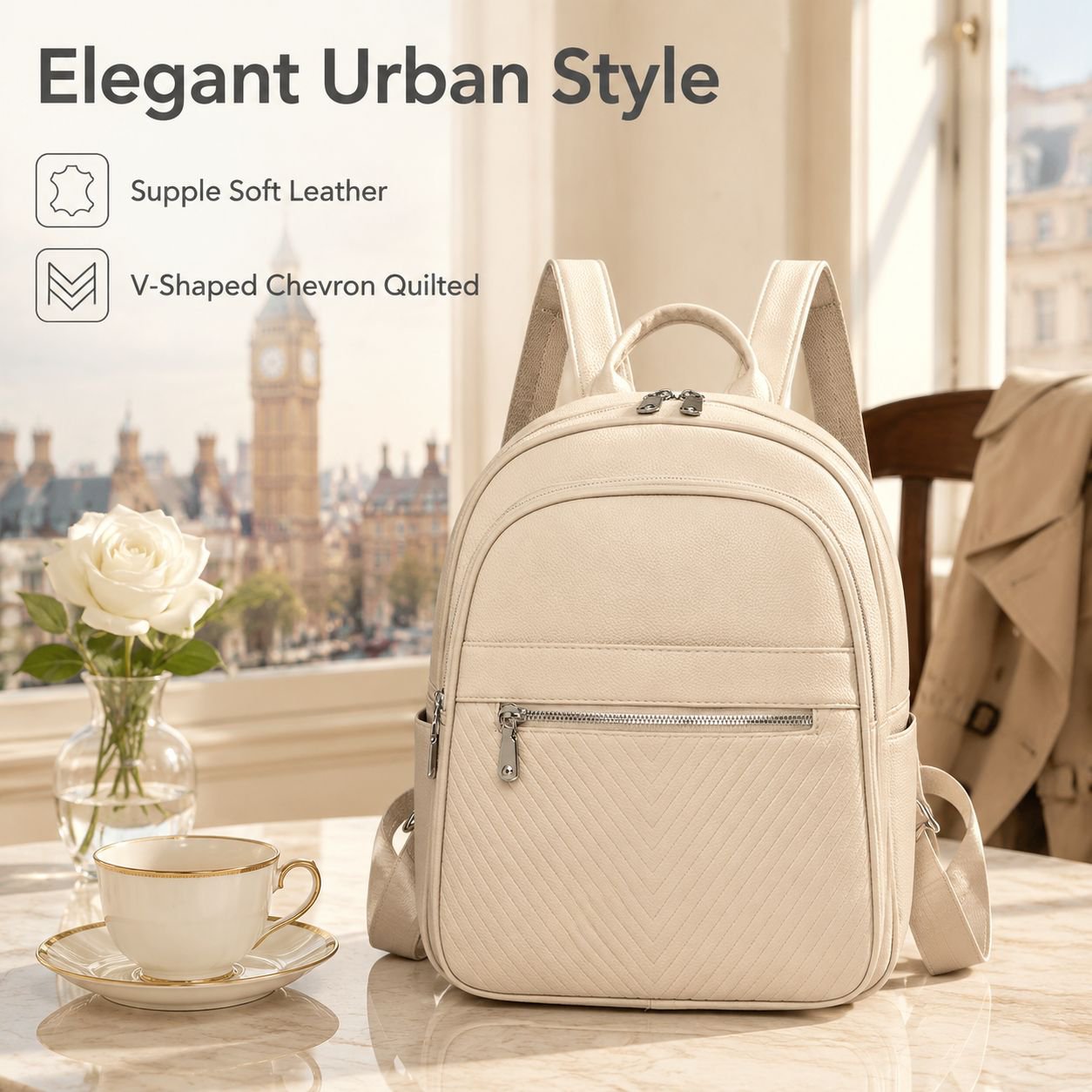 Multifunctional Large Capacity Soft Leather Mommy Backpack and Handbag
