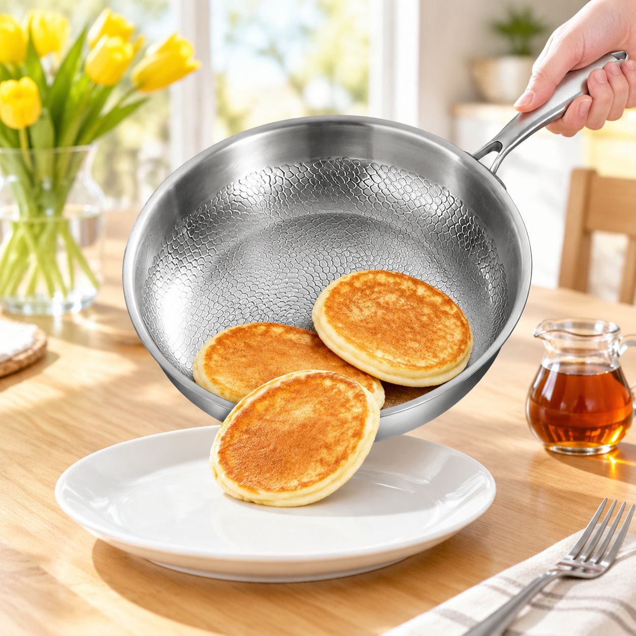 Non-toxic uncoated frying pan for home kitchen