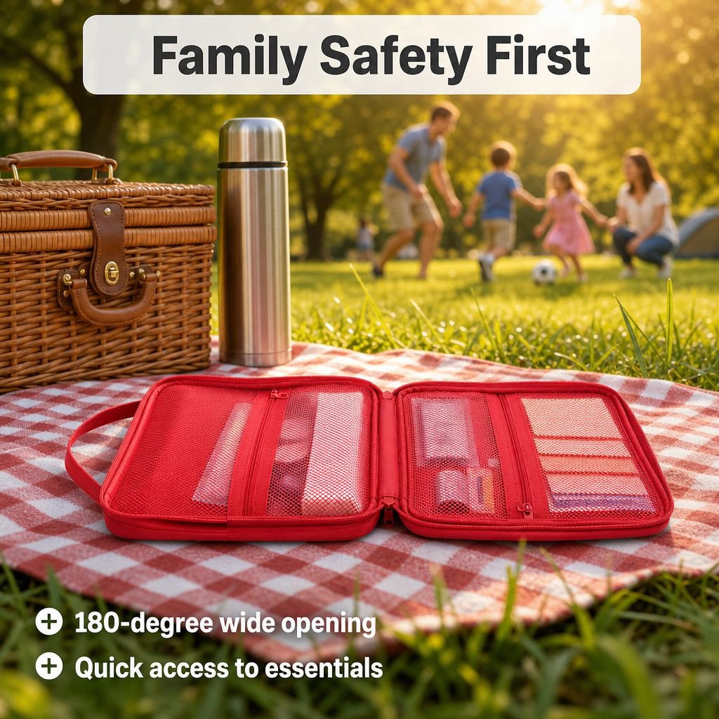 Portable Travel Medicine Organizer Bag, Large Capacity Family First Aid Kit