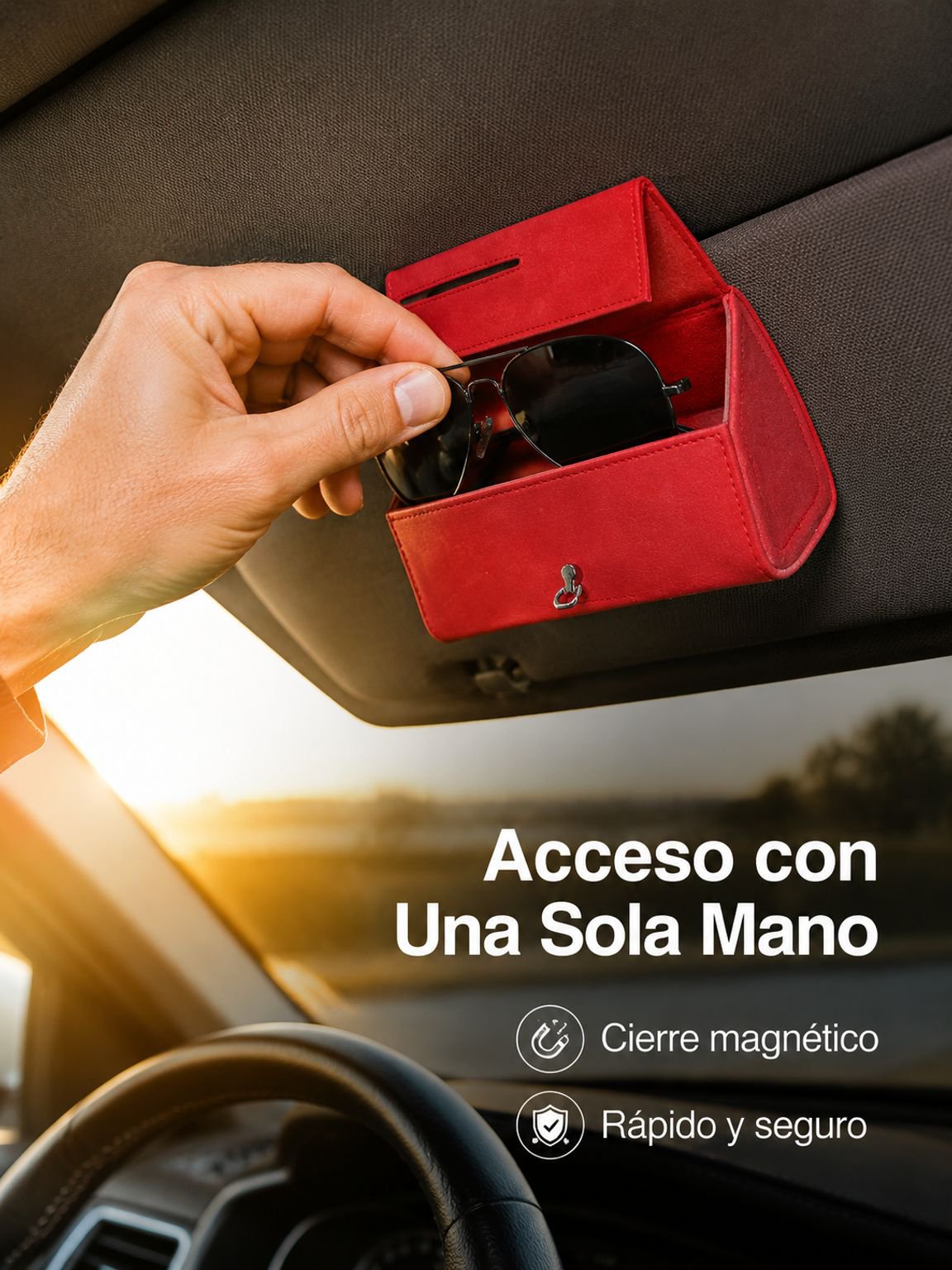 Estuche para gafas con tarjetero para la visera del coche