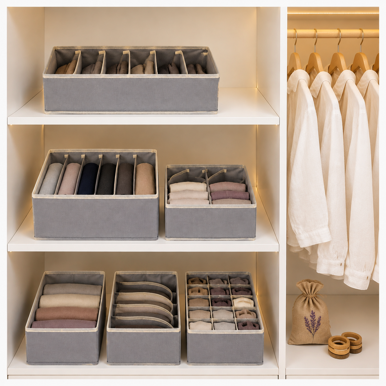 Fabric storage box for dividing underwear