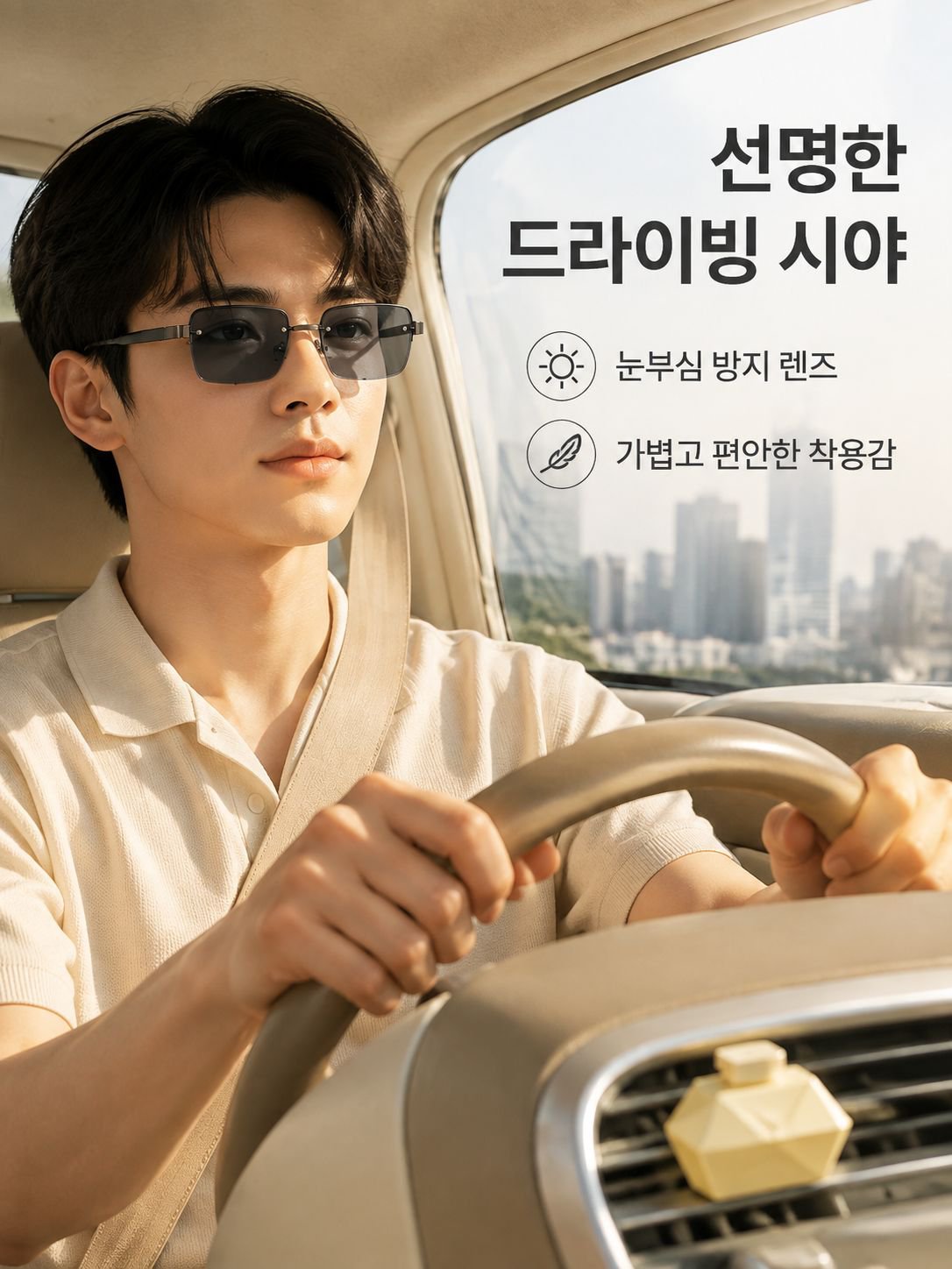 레트로 메탈 하프프레임 그라데이션 선글라스