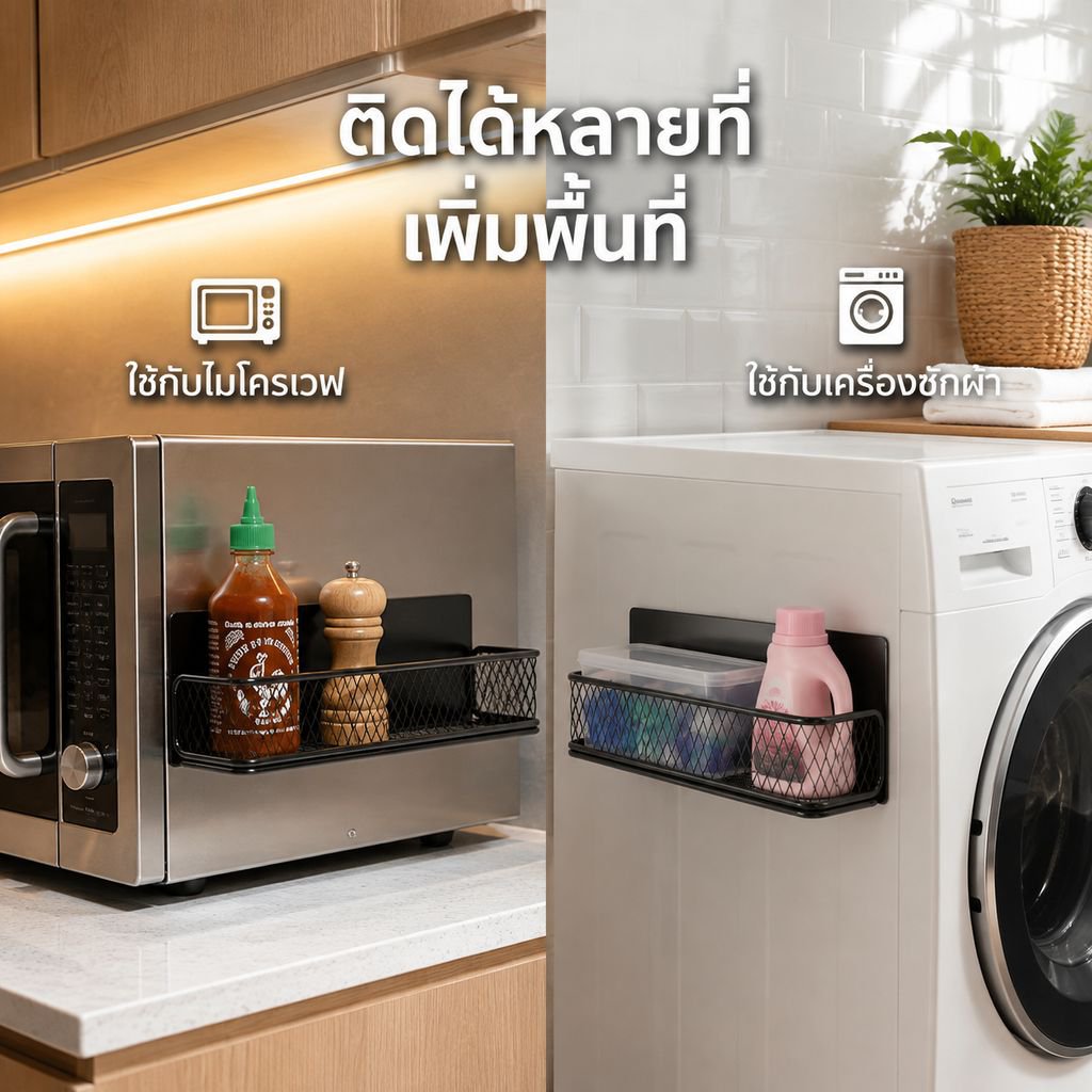 ชั้นวางของในครัวแบบแม่เหล็ก ไม่ต้องเจาะผนัง