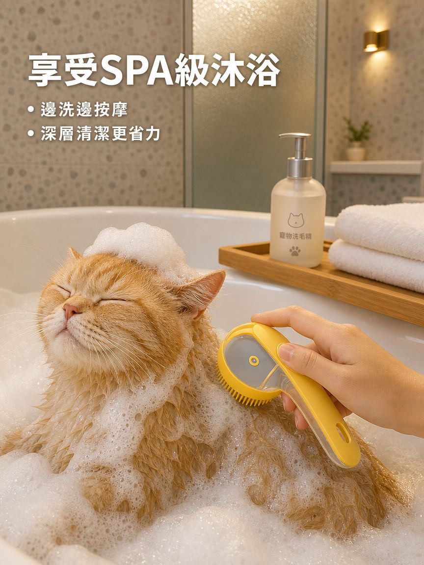 狗貓加液長柄按摩刷