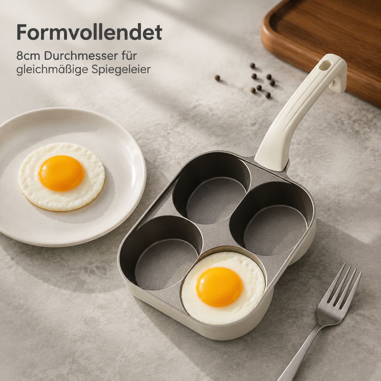 Keramik-Eierpfanne mit vier Mulden