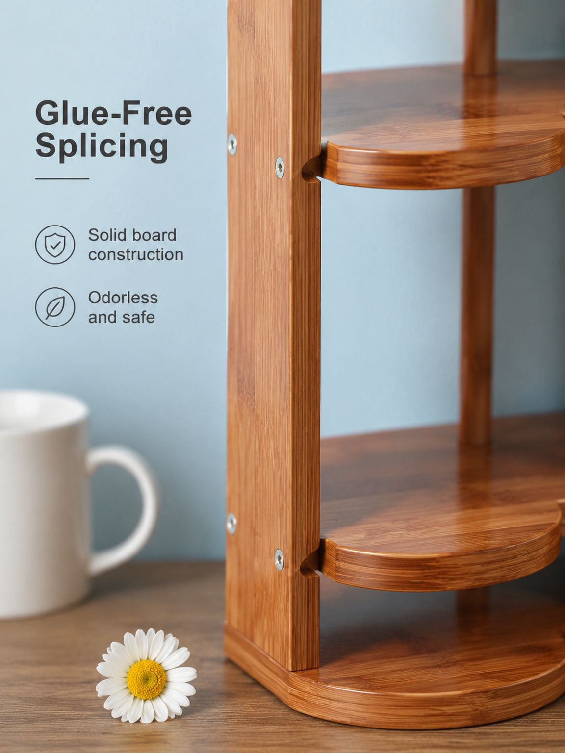 Close-up of slipper rack hooks and compartments