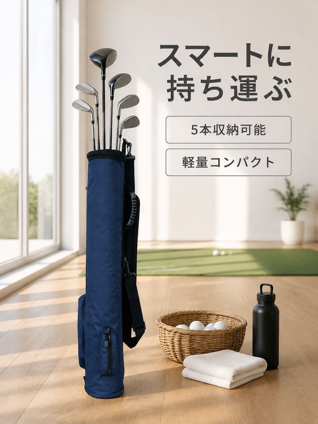 ゴルフクラブ練習用収納バッグ