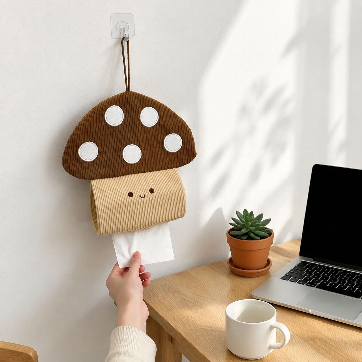 Easy install mushroom tissue holder for bedroom or bathroom