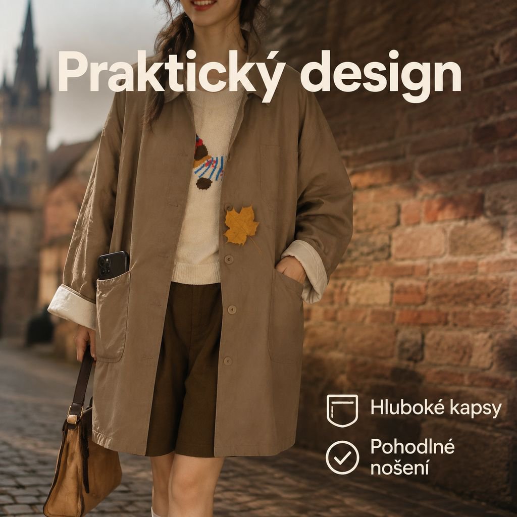 Dámský korejský retro trenčkot střední délky