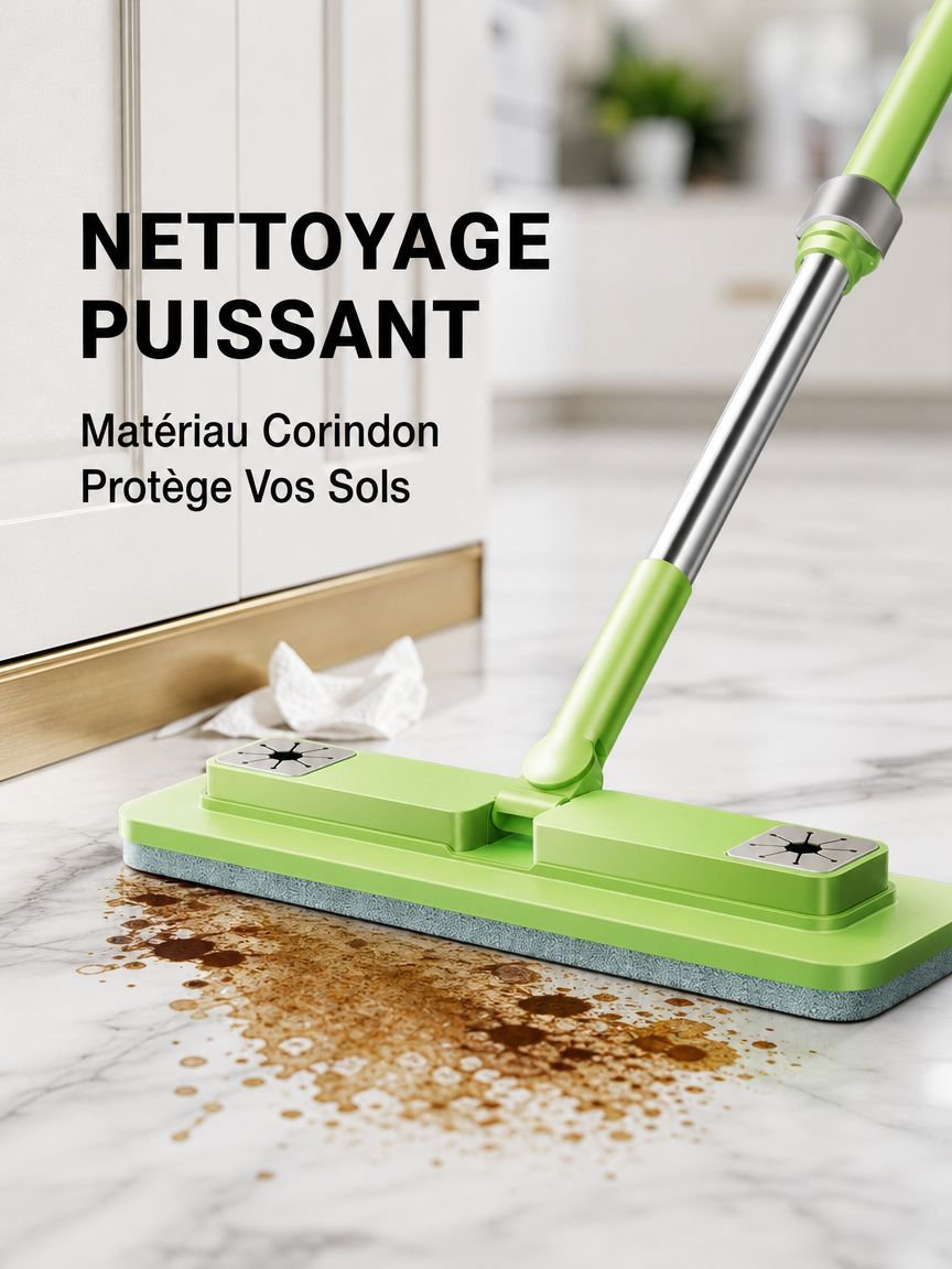 Serpillière à pince extensible en corindon, utilisable à sec et à l'humide