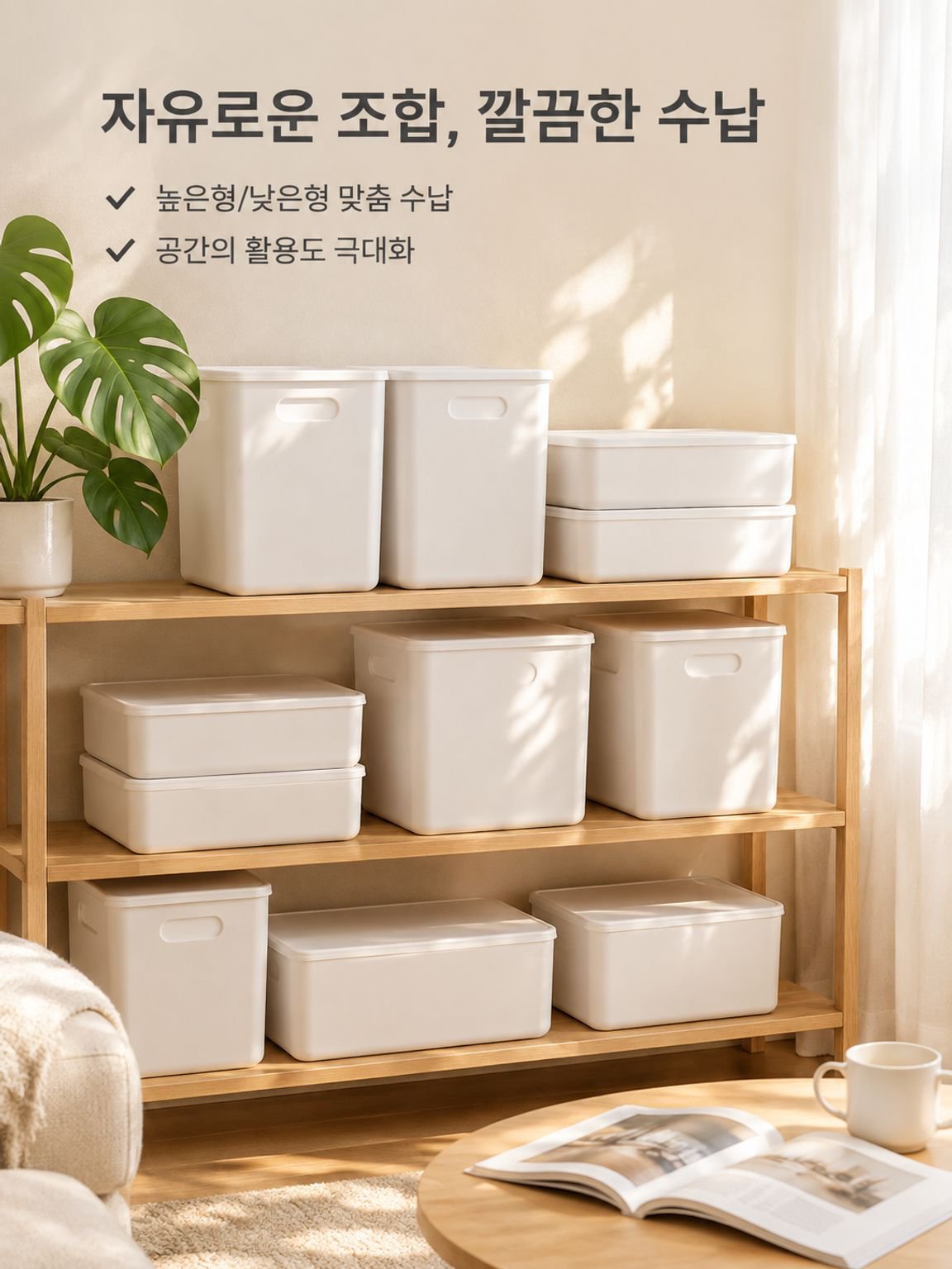 대형 플라스틱 뚜껑 수납함 - 옷을 정리하는 데 적합한 제품