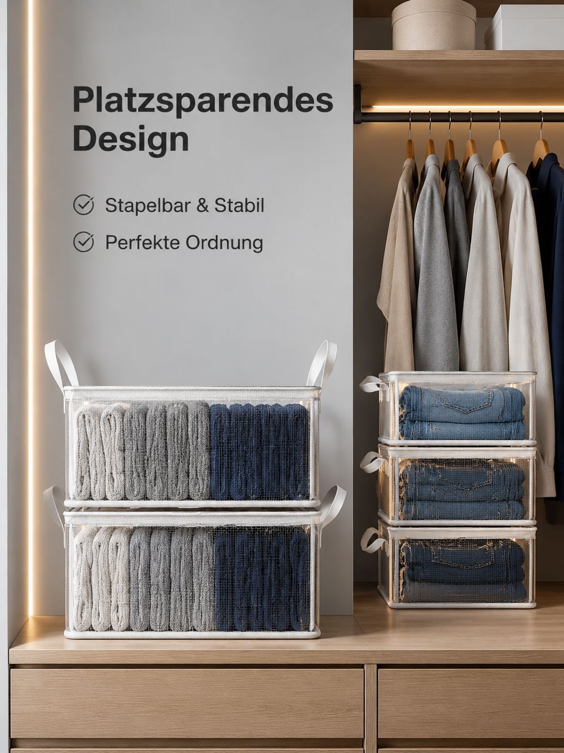 Haushalts-Transparenter PVC-Aufbewahrungskorb mit Metallrahmen, geeignet für Hosen im Kleiderschrank