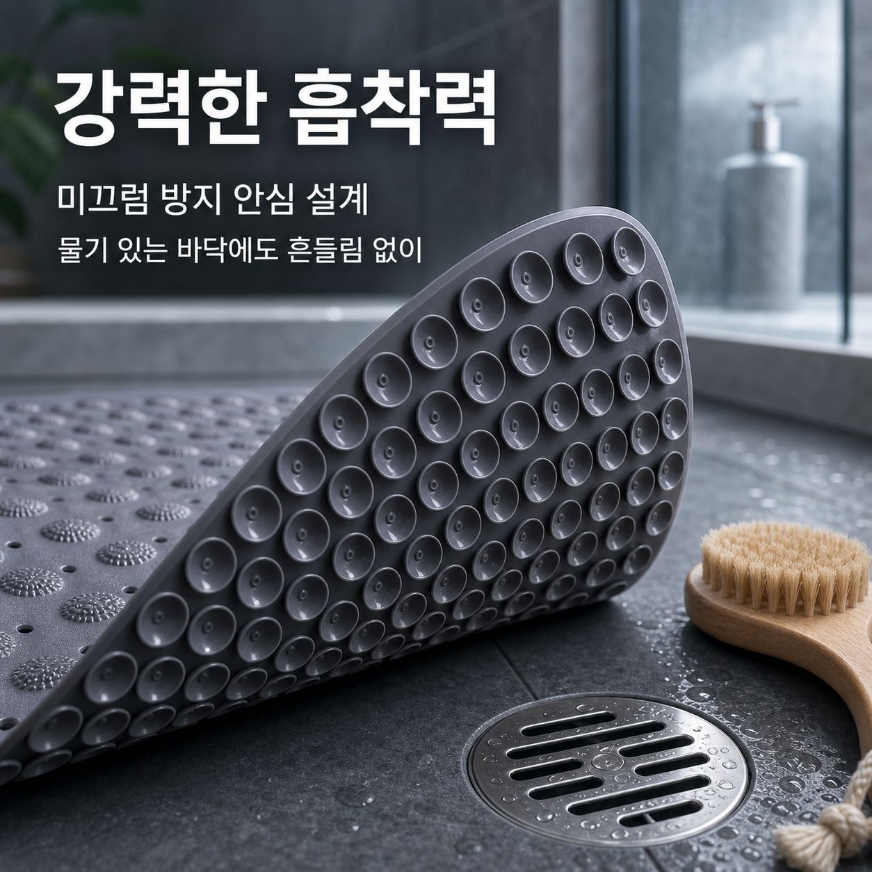 샤워룸 마사지 미끄럼 방지 심플 순색 욕실 발판