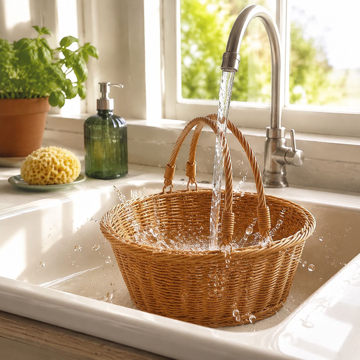 Panier de courses ovale imitation rotin fait main
