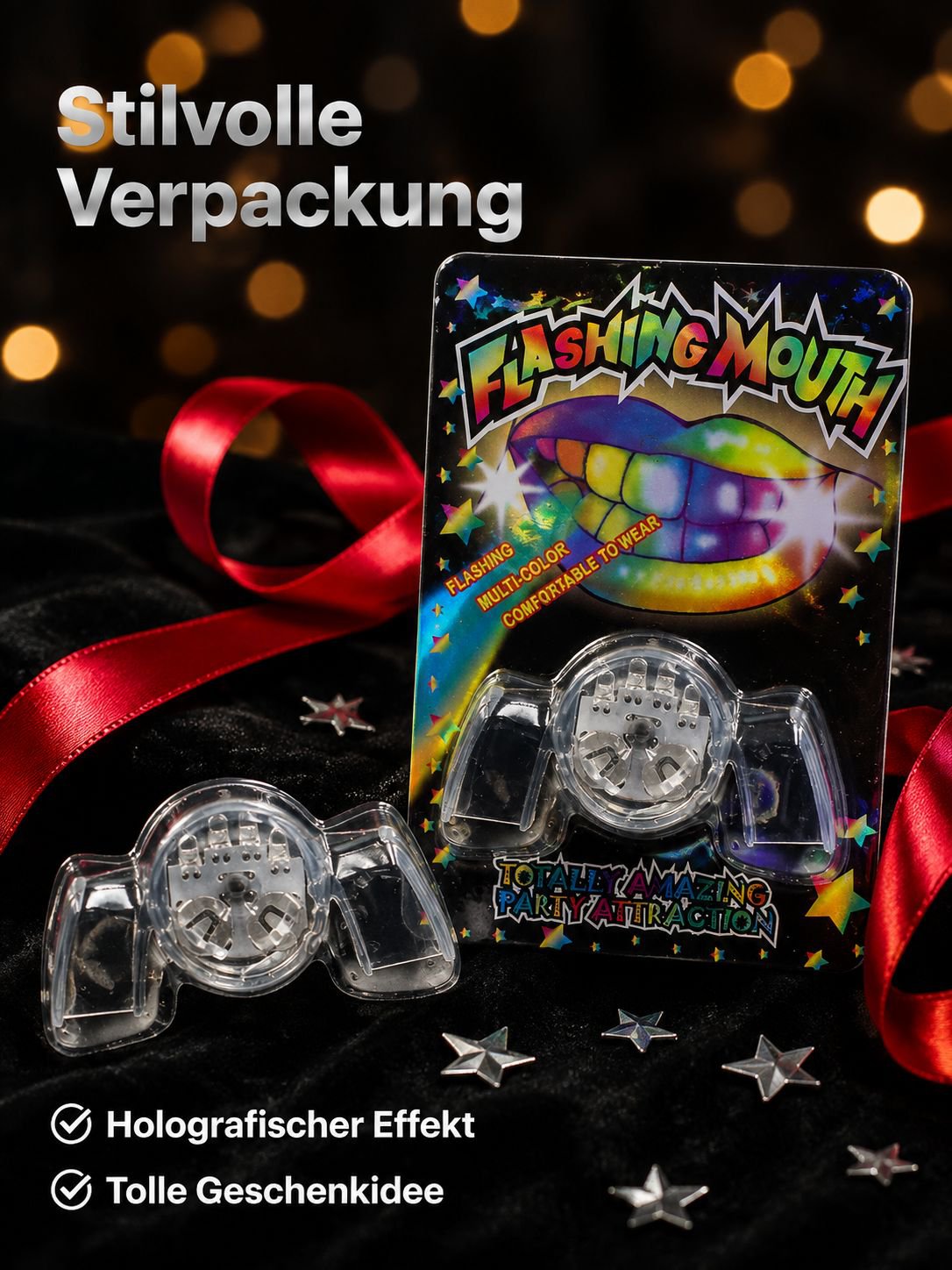 Originelle LED Zahnspange für Mottopartys