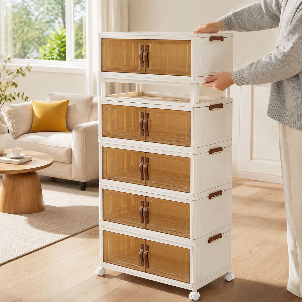 Multi-Layer Foldable Storage Cabinet for Home Bedroom Clothes Organizer