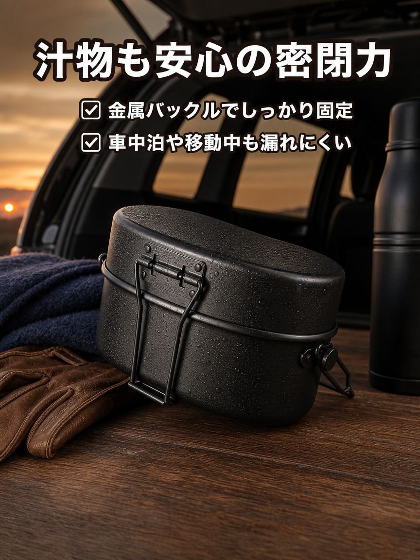 二重構造の厚手アルミ製ランチボックス